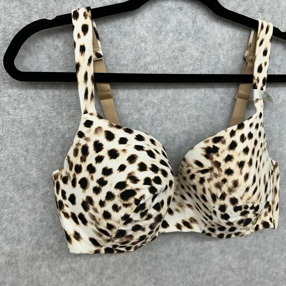 Ambrielle 38DD Bra Lightly Lined Balconette Animal Print Underwire Back Closure